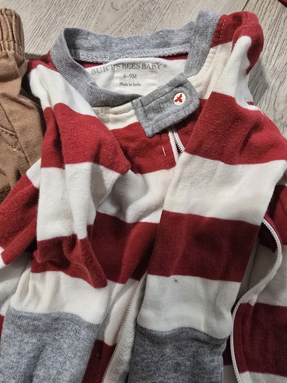Baby Red & White Stripe Zip Romper